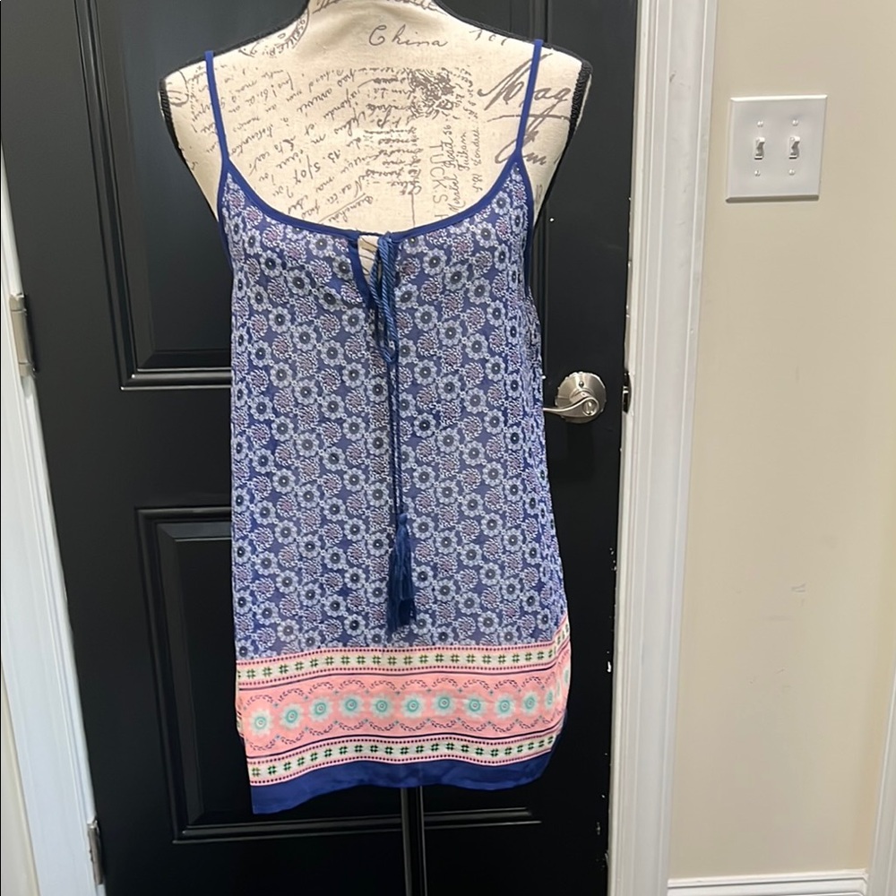 E&M Blue and Pink Patterned Women's Top